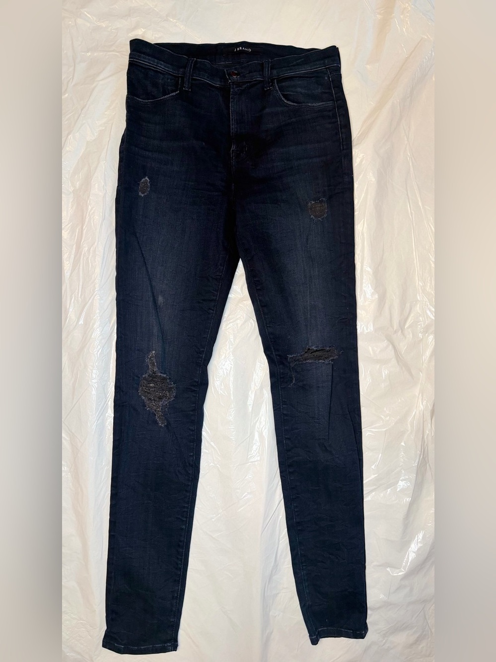 J Brand Dark Indigo Distressed Skinny Jeans